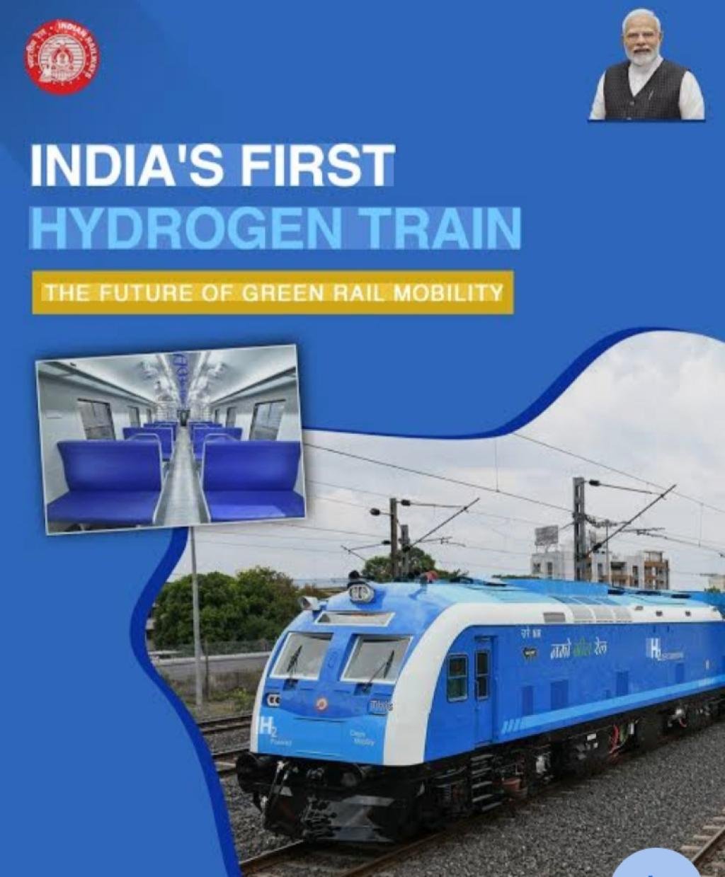 ভাৰতৰ ৰেল পৰিবহণত নতুন যুগ: আৰম্ভ হ’ল পানীৰ পৰা উৎপাদিত হাইড্ৰ’জেন চালিত ট্ৰেইন!